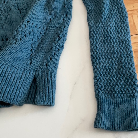 Loft baby blue crochet knit crewneck sweater, size small. - Picture 3 of 4